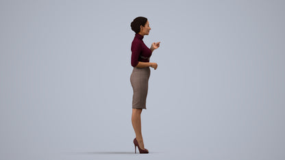 realistic 3D woman business, scanned archviz people for Blender and 3ds Max, side view render