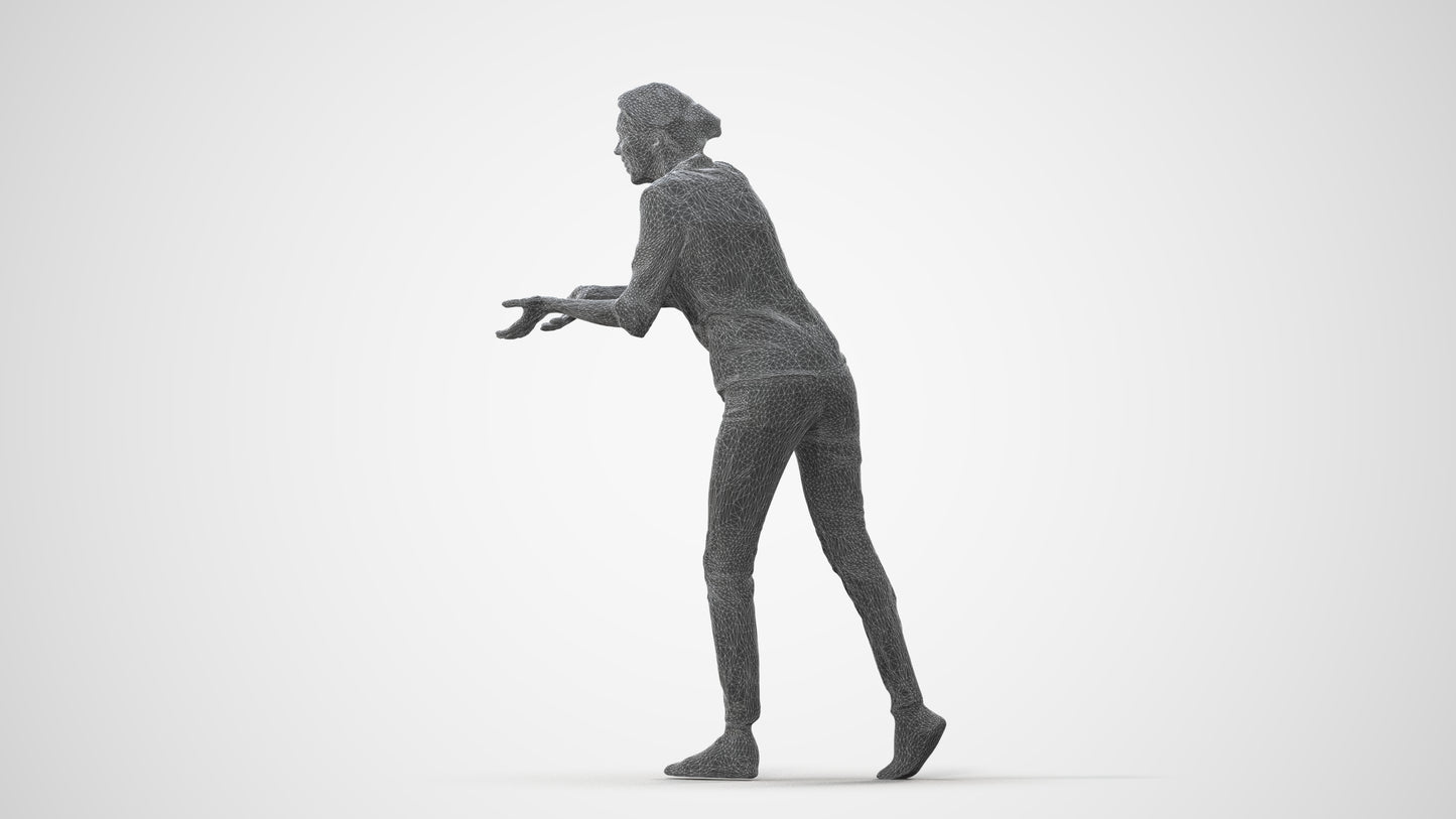 3D human model woman casual standing, photogrammetry scanned person for archviz, square thumbnail