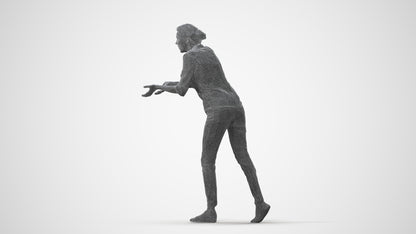 3D human model woman casual standing, photogrammetry scanned person for archviz, square thumbnail
