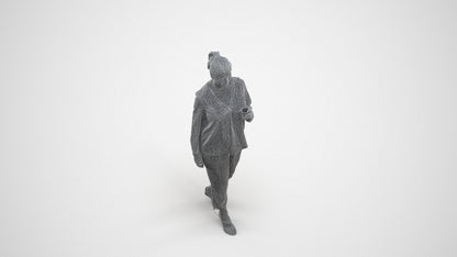 scanned 3D woman casual walking, photogrammetry people for Enscape and V-Ray, wireframe three-quarter view