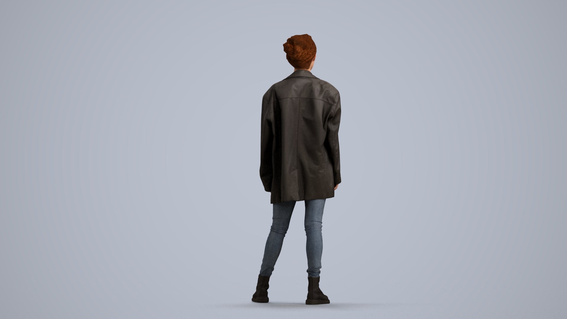 3D human model woman casual mix, photogrammetry scanned person for archviz, front view render