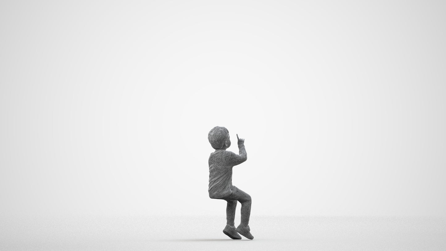 scanned 3D boy casual kids, photogrammetry people for Enscape and V-Ray, wireframe side view