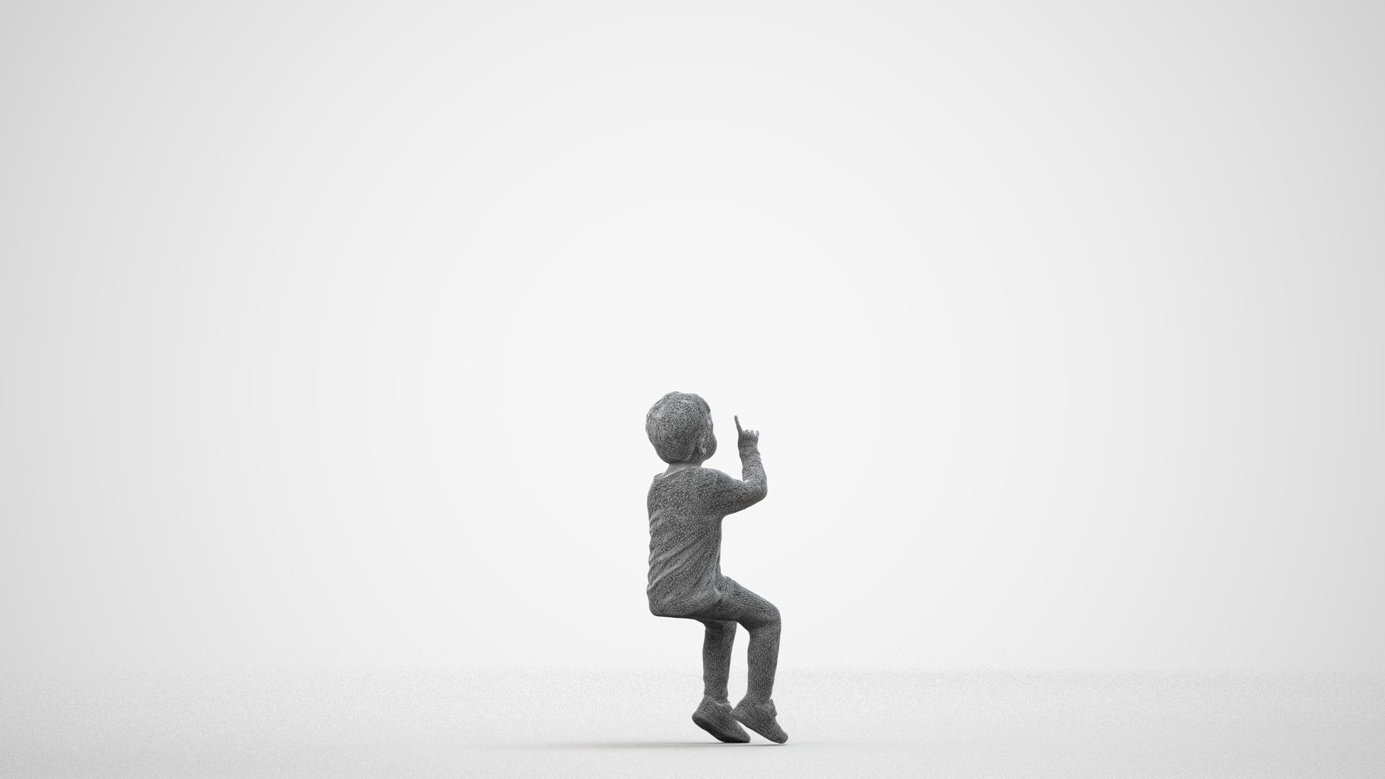 scanned 3D boy casual kids, photogrammetry people for Enscape and V-Ray, wireframe side view