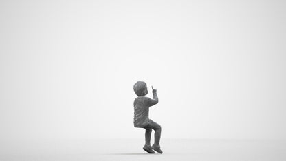 scanned 3D boy casual kids, photogrammetry people for Enscape and V-Ray, wireframe side view