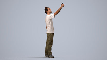 3D human model man casual standing, photogrammetry scanned person for archviz, side view render