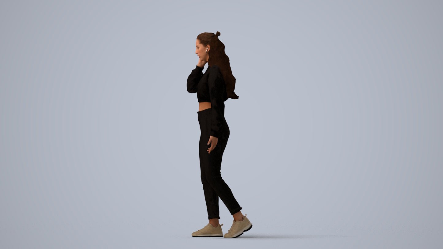 scanned 3D woman sport, photogrammetry people for Enscape and V-Ray, three-quarter view render