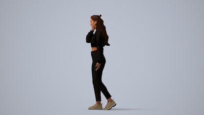 scanned 3D woman sport, photogrammetry people for Enscape and V-Ray, three-quarter view render