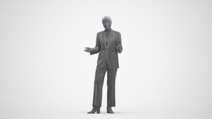 realistic 3D woman business, scanned archviz people for Blender and 3ds Max, three-quarter front view render