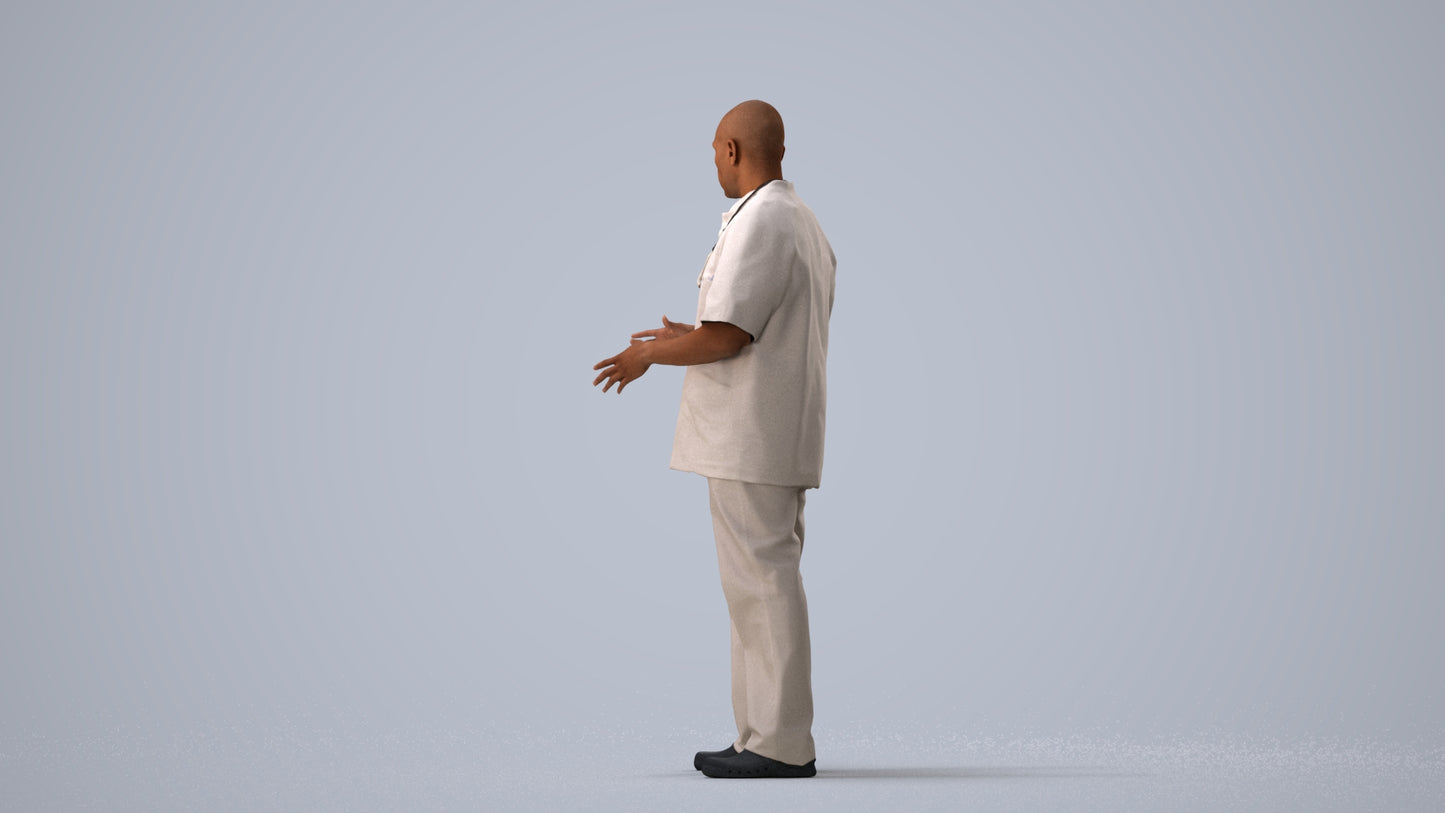 photogrammetry 3D man medical, realistic human model archviz FBX, three-quarter view render