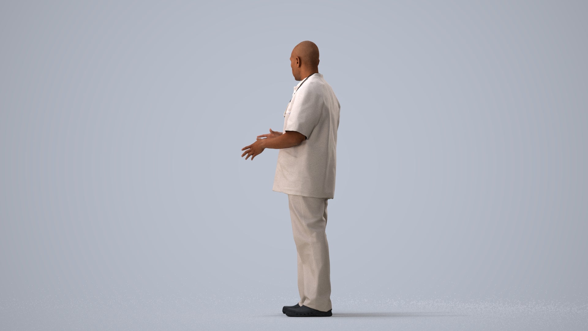 photogrammetry 3D man medical, realistic human model archviz FBX, three-quarter view render