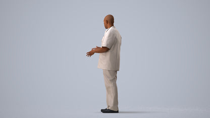photogrammetry 3D man medical, realistic human model archviz FBX, three-quarter view render