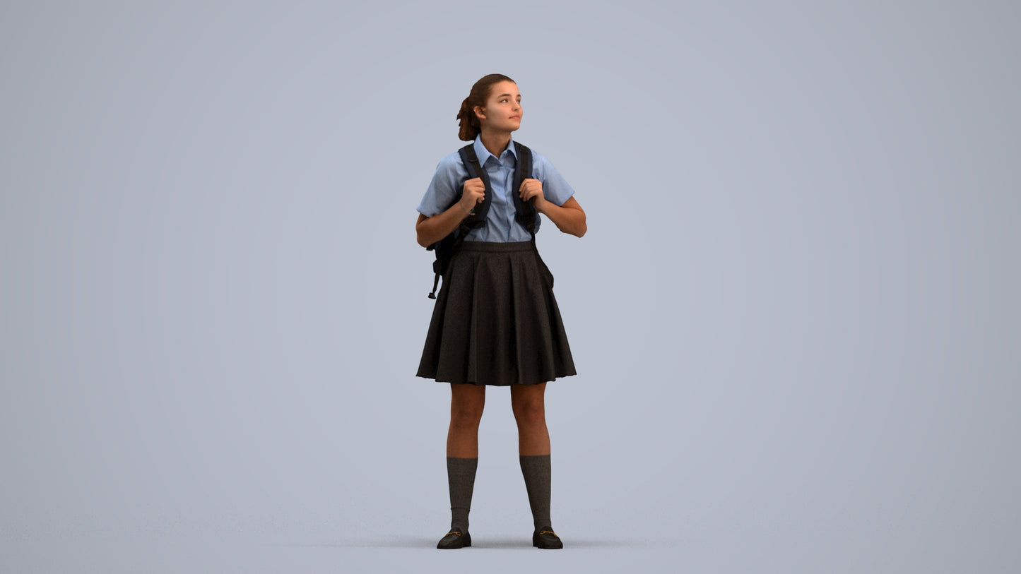 realistic 3D human girl kids, archviz people FBX OBJ for Blender, standing pose render