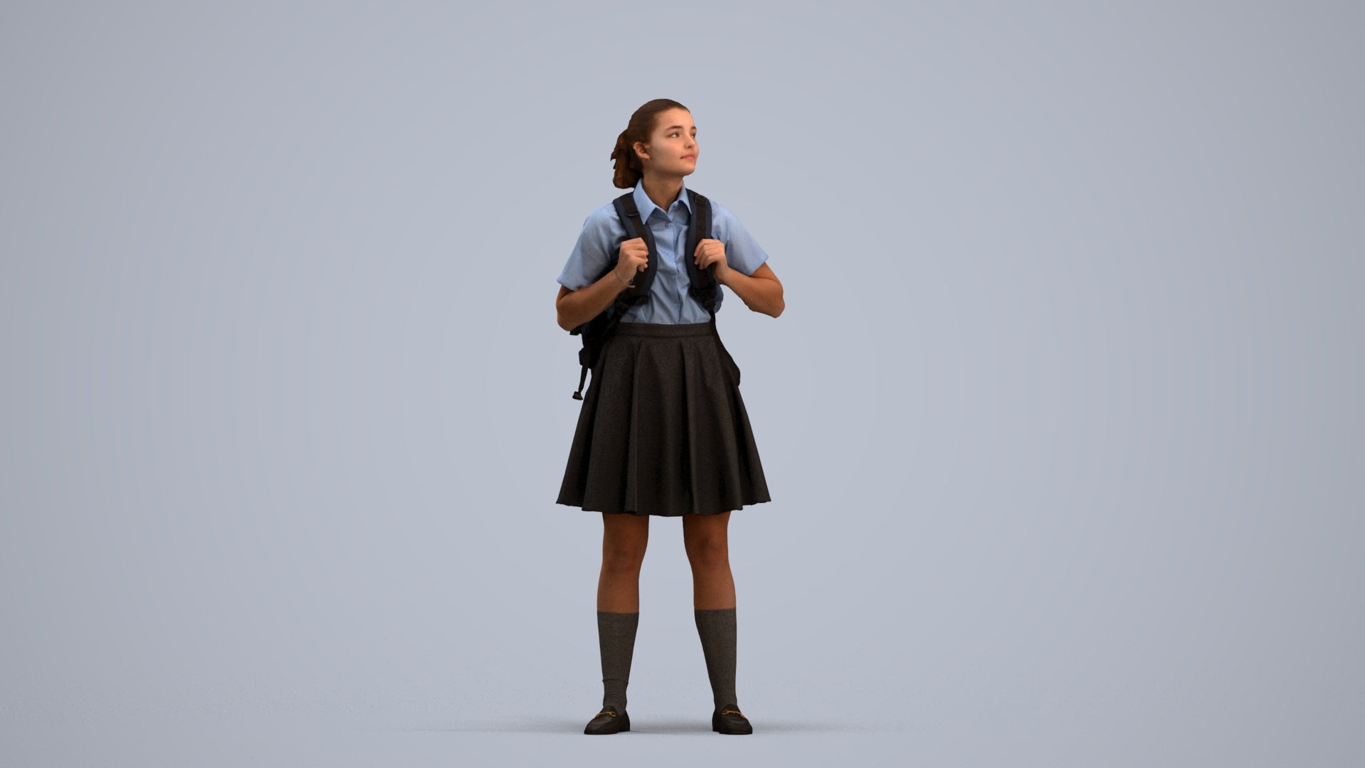 realistic 3D human girl kids, archviz people FBX OBJ for Blender, standing pose render