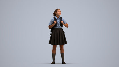 realistic 3D human girl kids, archviz people FBX OBJ for Blender, standing pose render