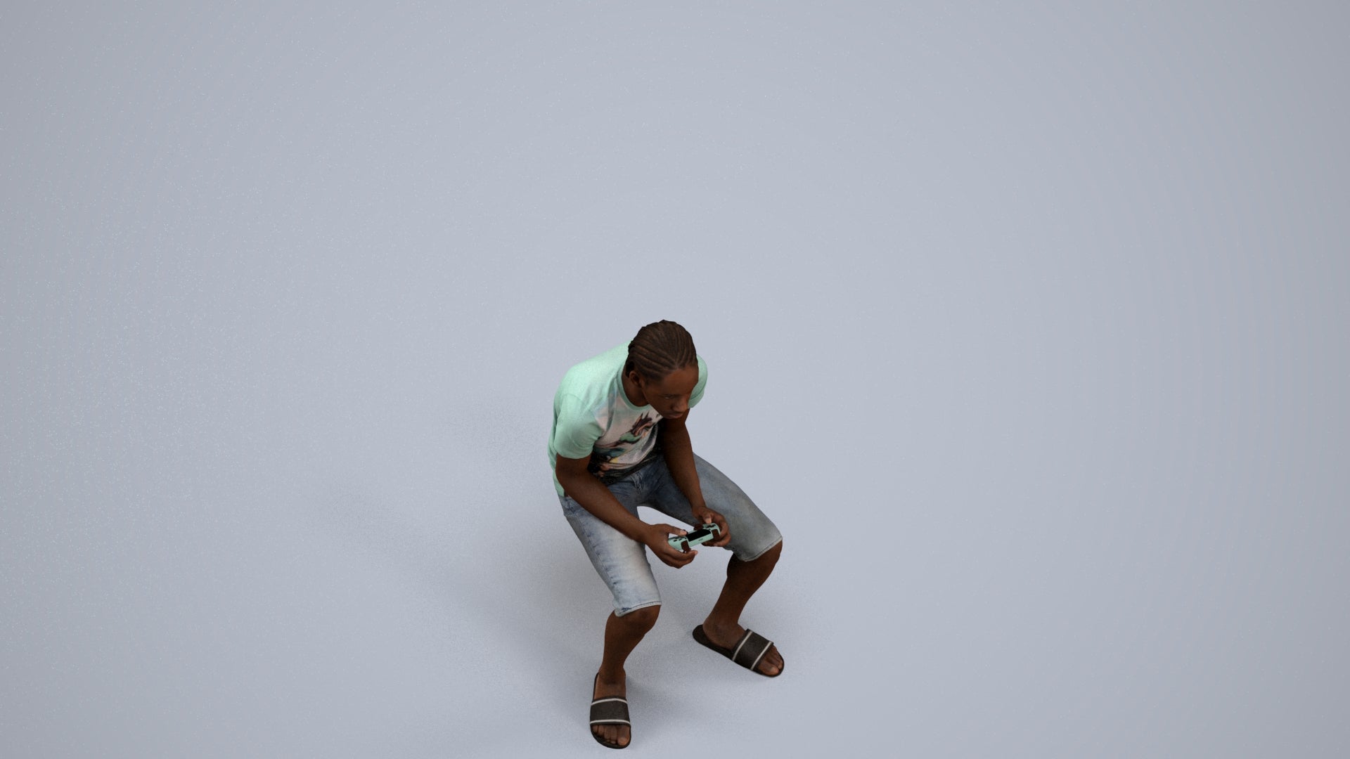 3D human model boy casual kids, photogrammetry scanned person for archviz, back view render