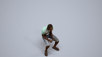 3D human model boy casual kids, photogrammetry scanned person for archviz, back view render