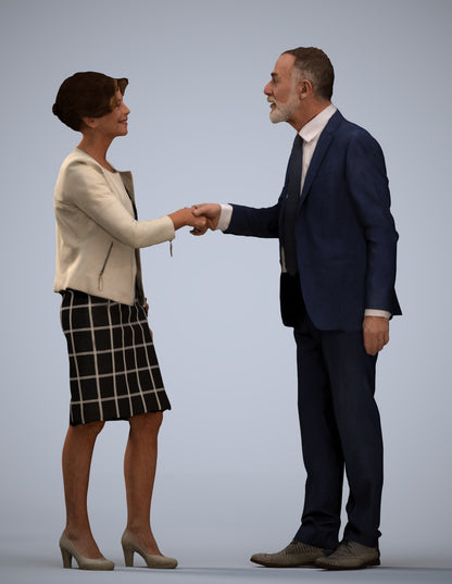 3D human model senior woman business, photogrammetry scanned person for archviz