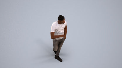 scanned 3D man casual standing, photogrammetry people for Enscape and V-Ray, back view render