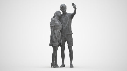3D scanned woman couple casual, photorealistic archviz people for Enscape and SketchUp, three-quarter front view render