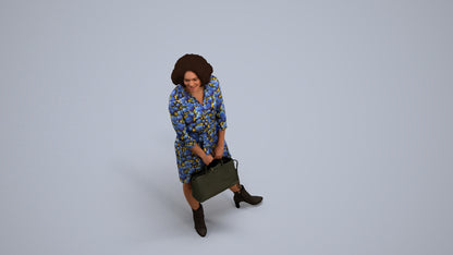 realistic 3D woman casual standing, scanned archviz people for Blender and 3ds Max, back view render