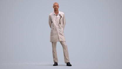 photogrammetry 3D man medical, realistic human model archviz FBX, standing pose render