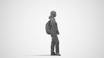 scanned 3D girl kids, photogrammetry people for Enscape and V-Ray, wireframe side view