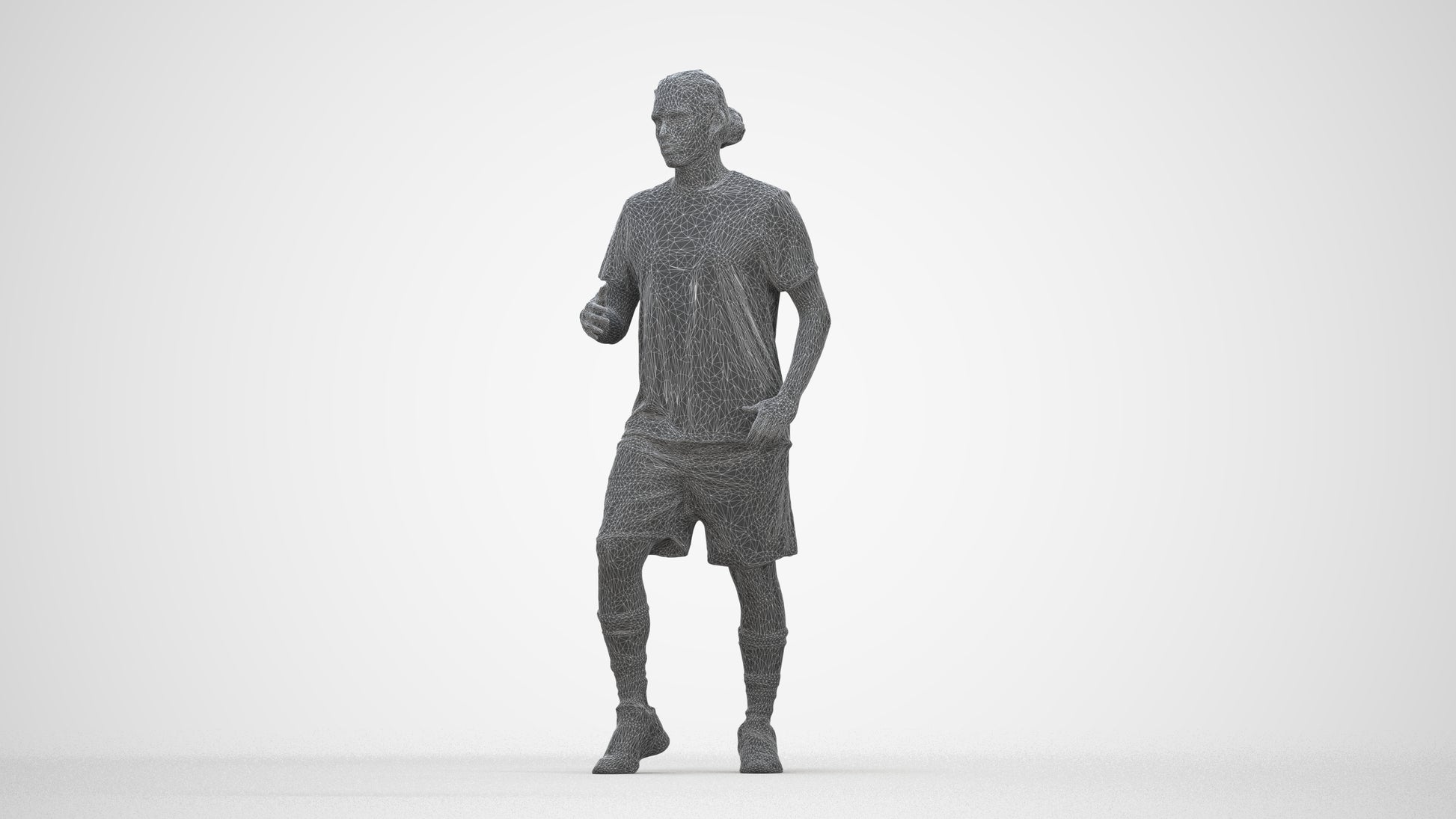 realistic 3D human man sport, archviz people FBX OBJ for Blender, wireframe back view