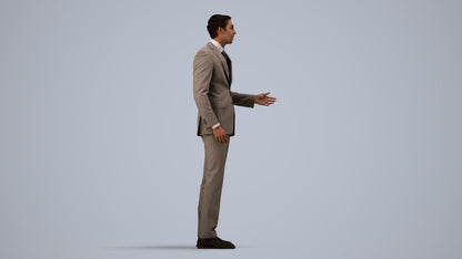 3D people model man business, scanned human for 3ds Max rendering, side view render