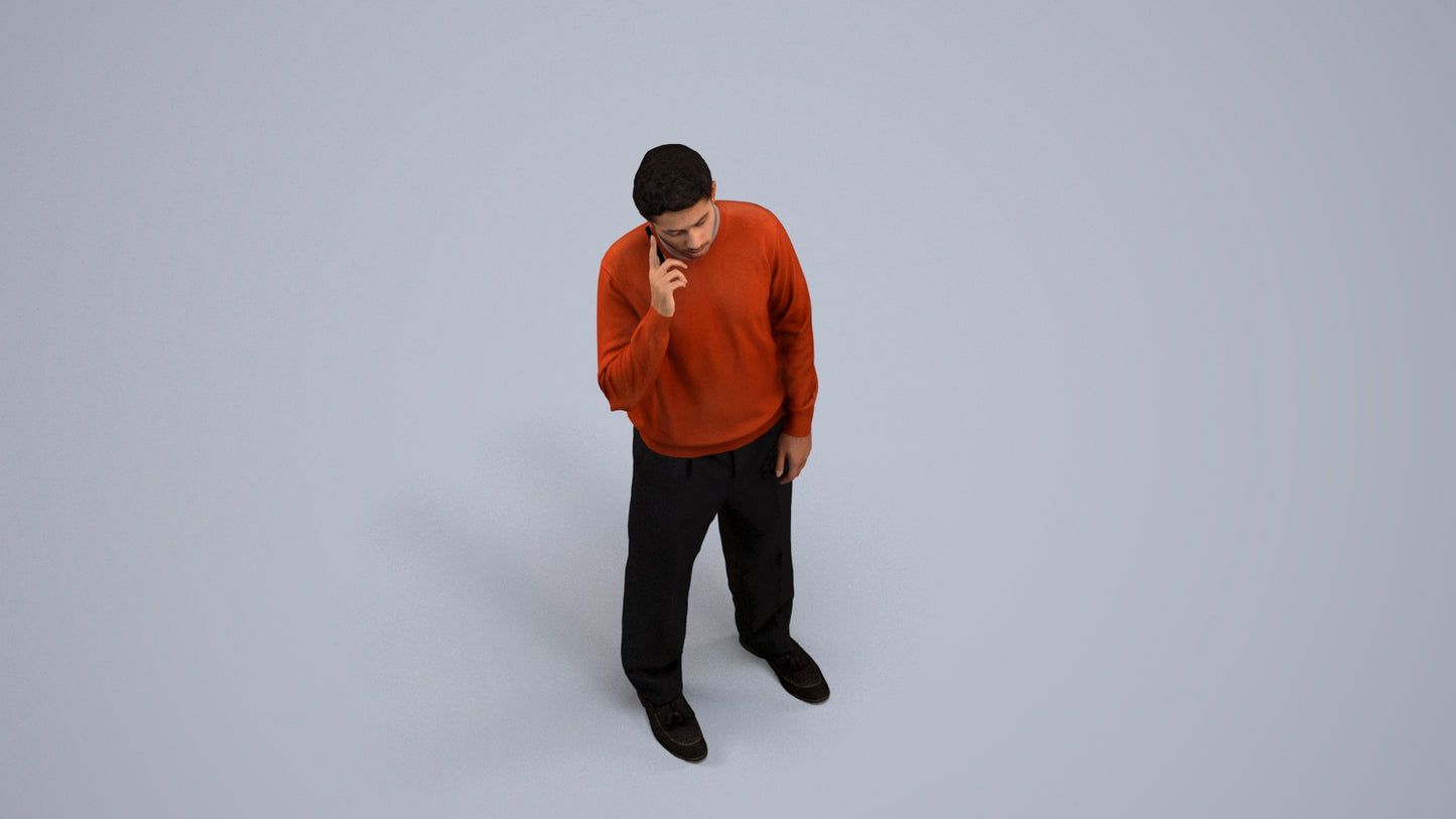realistic 3D people man casual standing, render-ready for V-Ray and Corona, FBX OBJ, back view render