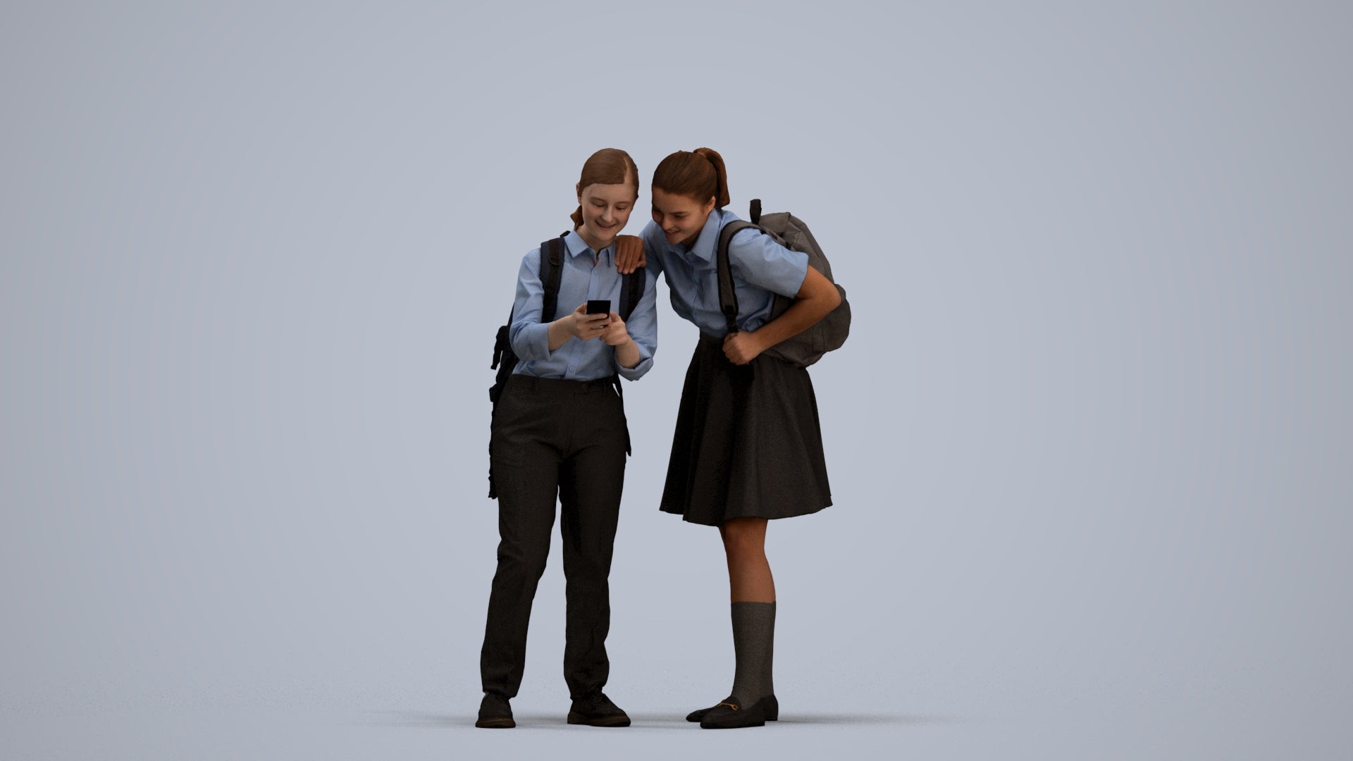 realistic 3D girl kids, scanned archviz people for Blender and 3ds Max, standing pose render