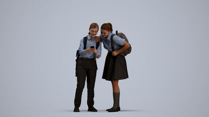 realistic 3D girl kids, scanned archviz people for Blender and 3ds Max, standing pose render