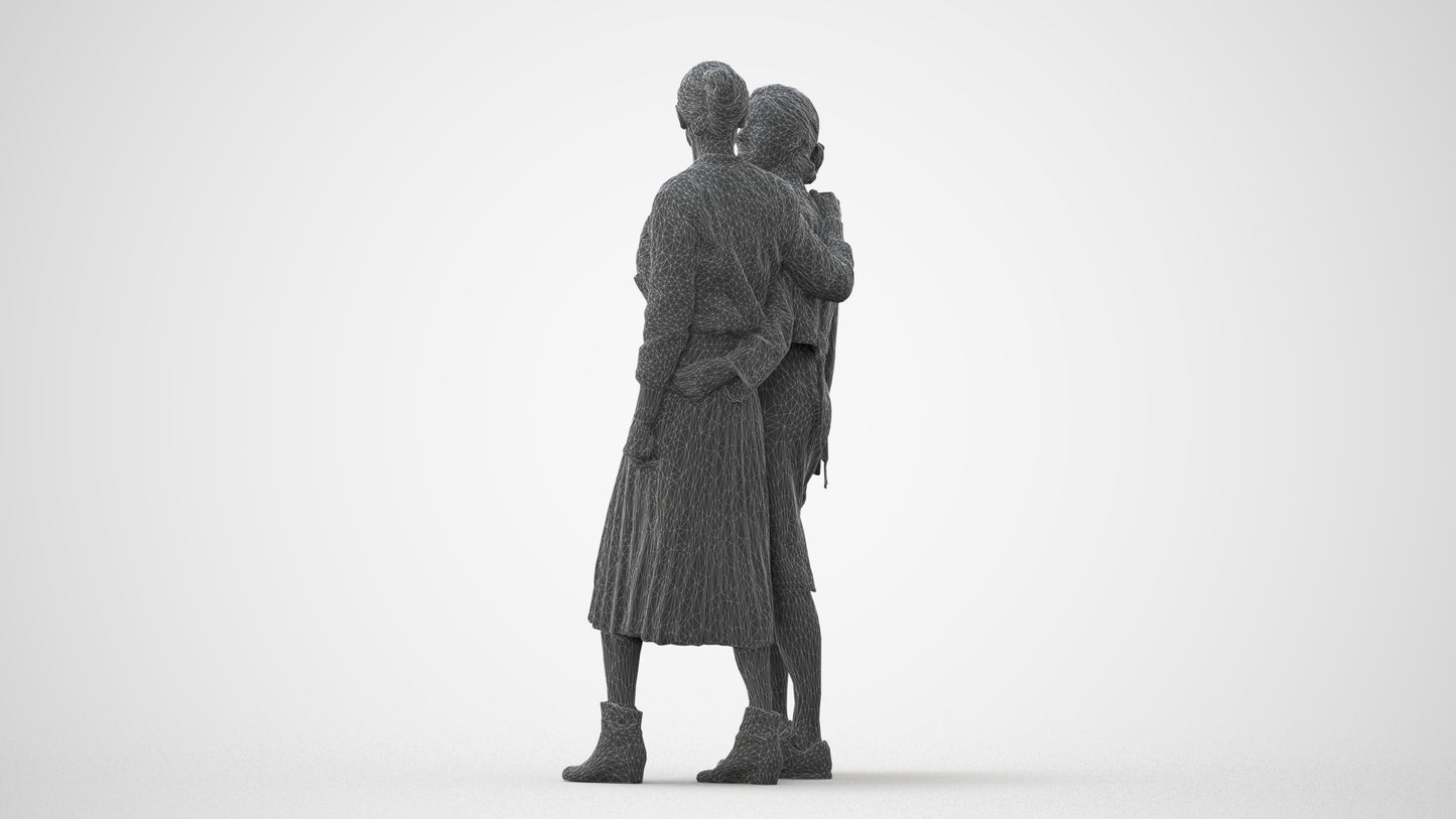 3D human model senior woman casual kids, photogrammetry scanned person for archviz, square thumbnail