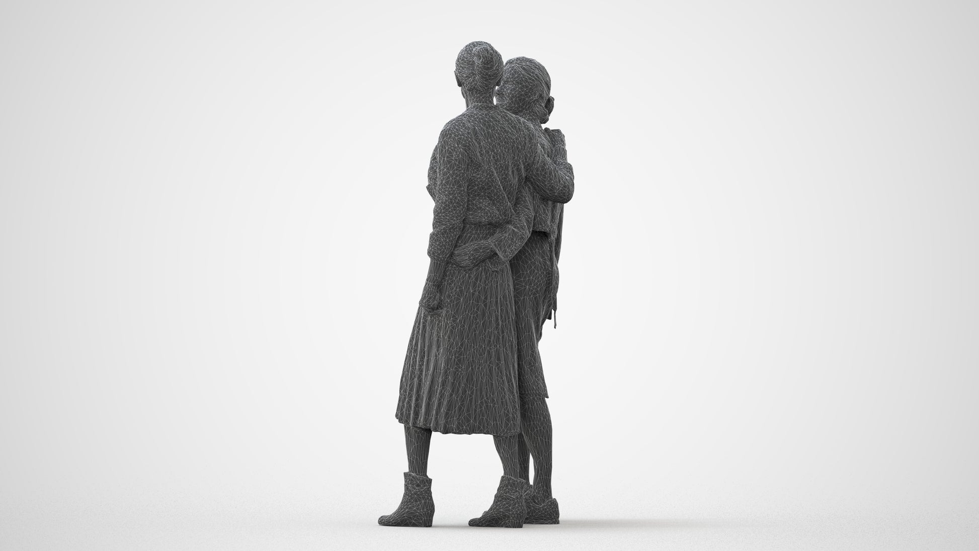 3D human model senior woman casual kids, photogrammetry scanned person for archviz, square thumbnail
