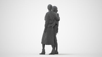 3D human model senior woman casual kids, photogrammetry scanned person for archviz, square thumbnail