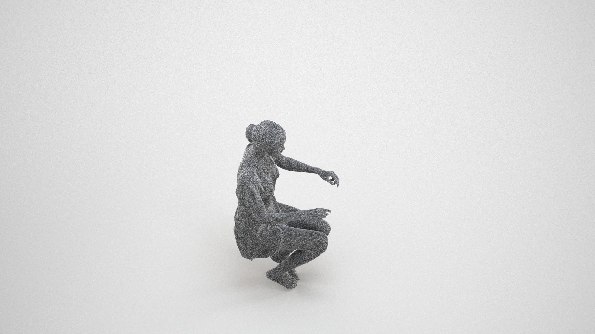 photogrammetry 3D woman bathroom, realistic human model archviz FBX, wireframe three-quarter view