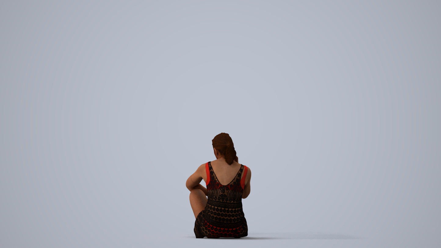 realistic 3D people woman sport pool, render-ready for V-Ray and Corona, FBX OBJ, three-quarter view render