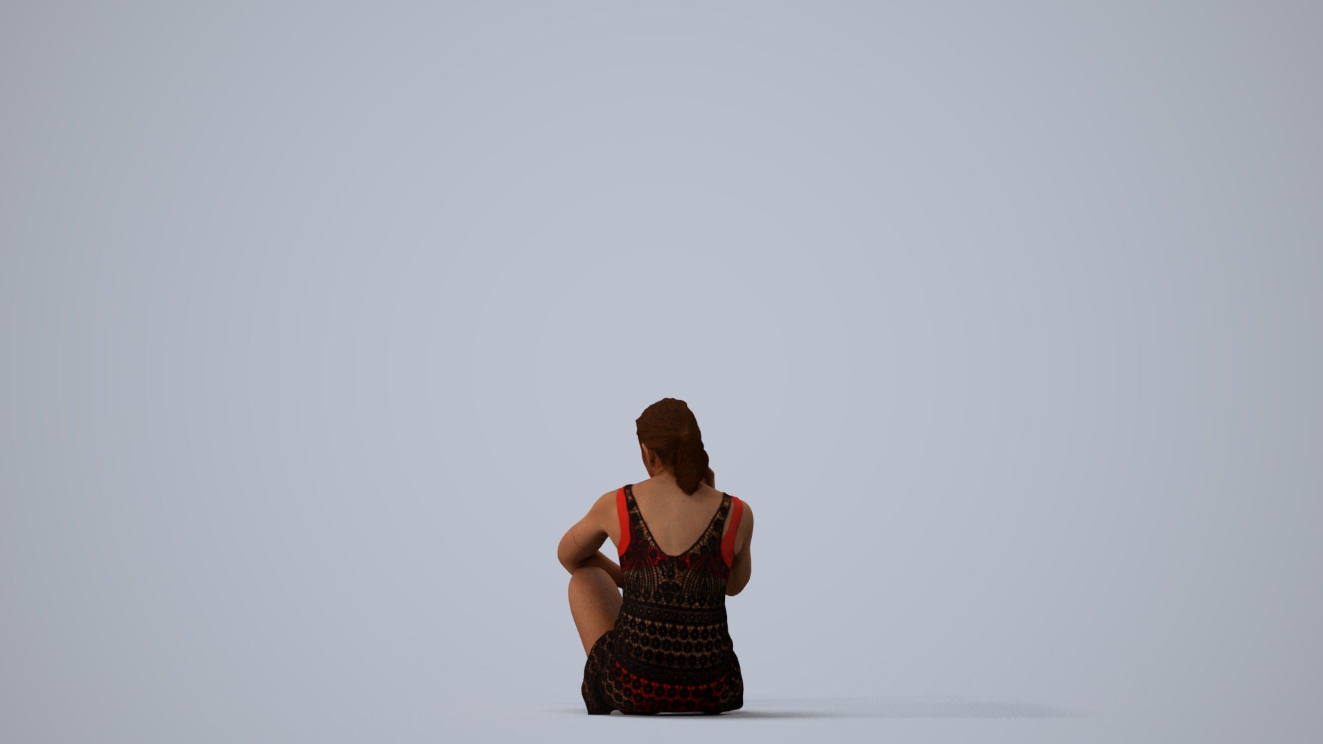 realistic 3D people woman sport pool, render-ready for V-Ray and Corona, FBX OBJ, three-quarter view render