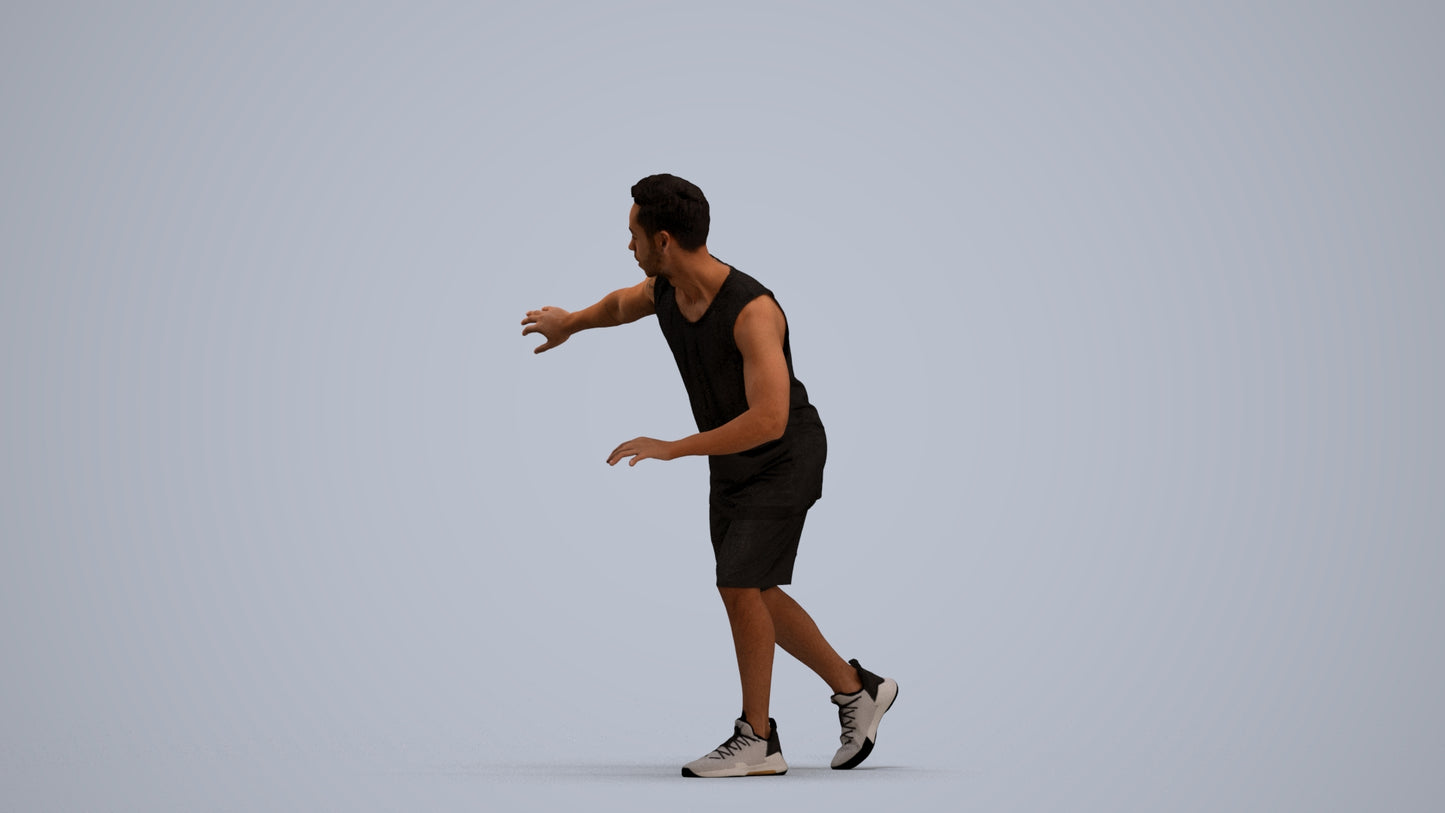 3D people model man sport, scanned human for 3ds Max rendering, standing pose render