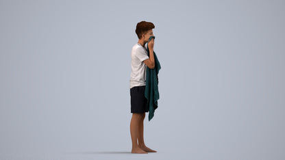 realistic 3D boy casual kids, scanned archviz people for Blender and 3ds Max, side view render