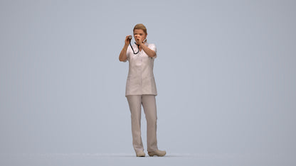 3D human model woman medical, photogrammetry scanned person for archviz, top-down view render