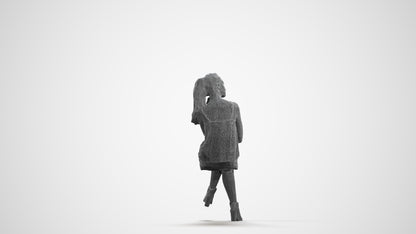 realistic 3D people girl casual sitting, render-ready for V-Ray and Corona, FBX OBJ, wireframe front view