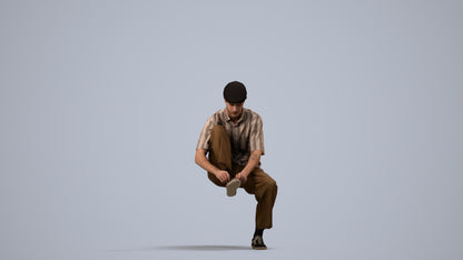 3D scanned man sitting casual, photorealistic archviz people for Enscape and SketchUp, side view render