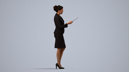 3D people model woman hospitality, scanned human for 3ds Max rendering, side view render