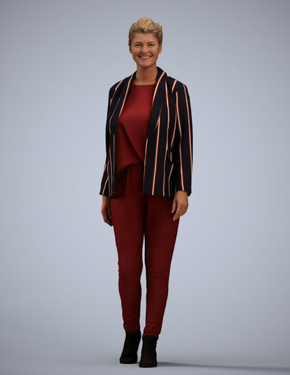 3D scanned woman walking business, photorealistic archviz people for Enscape and SketchUp