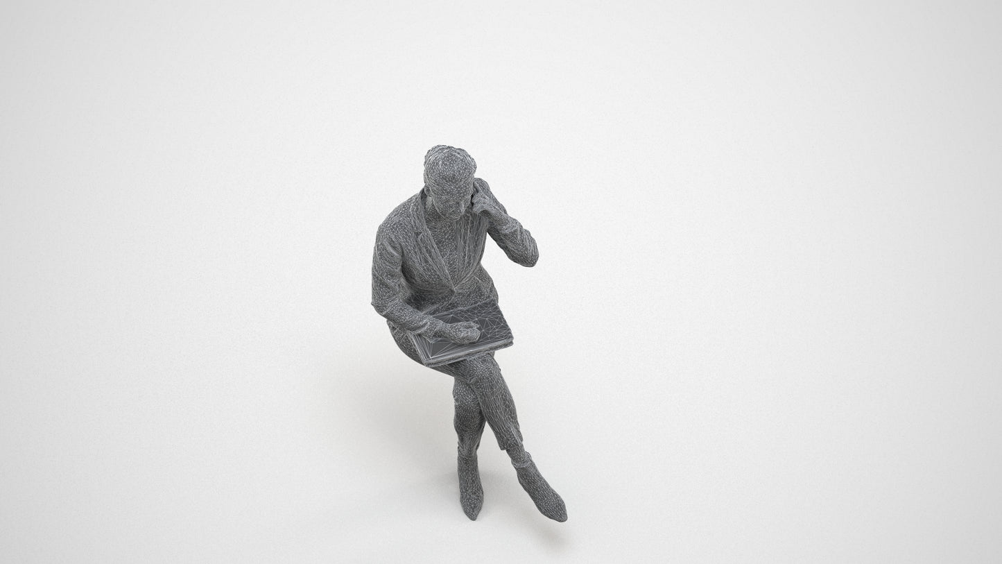 photogrammetry 3D woman business, realistic human model archviz FBX, wireframe three-quarter view