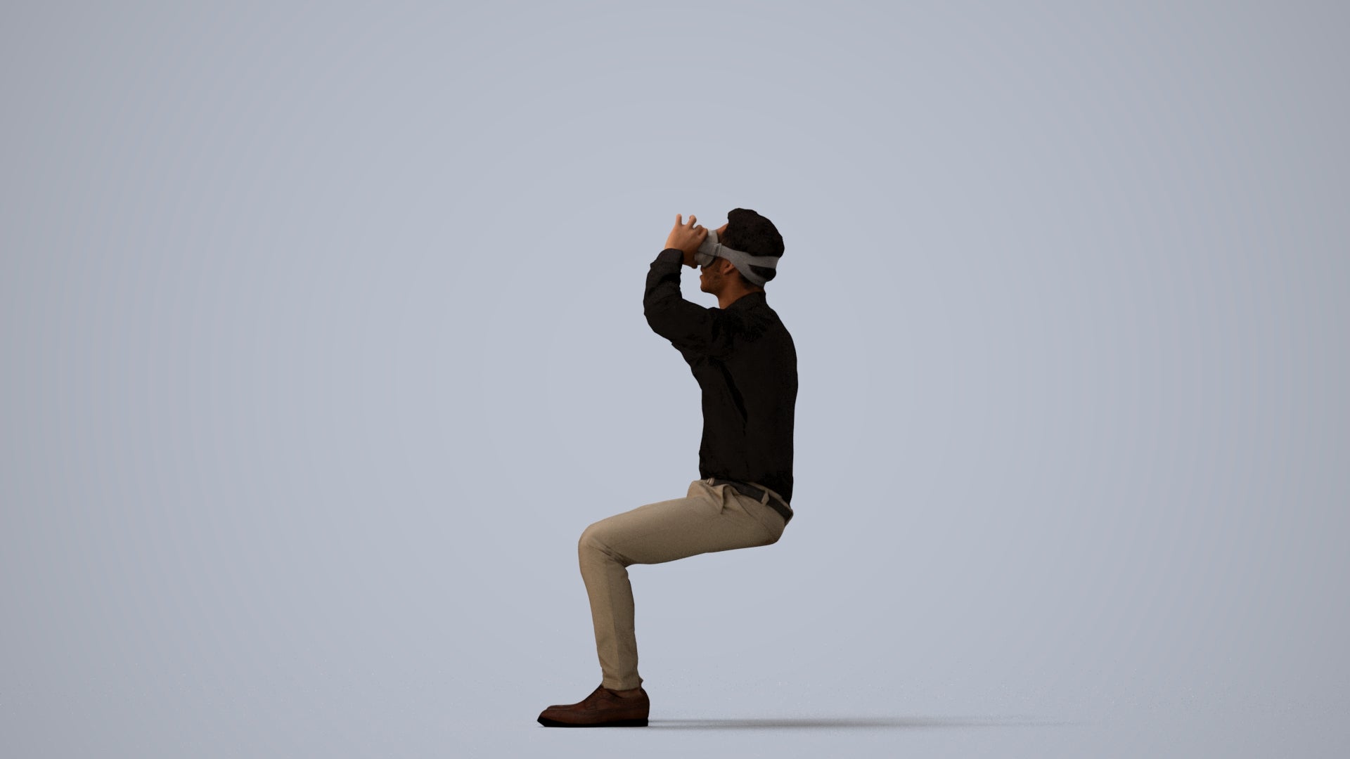 realistic 3D people man business sitting, render-ready for V-Ray and Corona, FBX OBJ, three-quarter view render