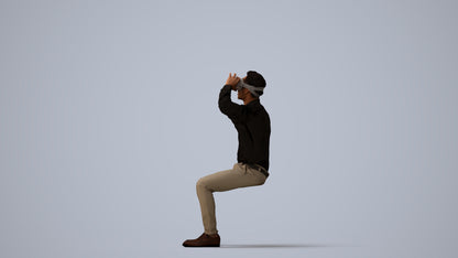 realistic 3D people man business sitting, render-ready for V-Ray and Corona, FBX OBJ, three-quarter view render
