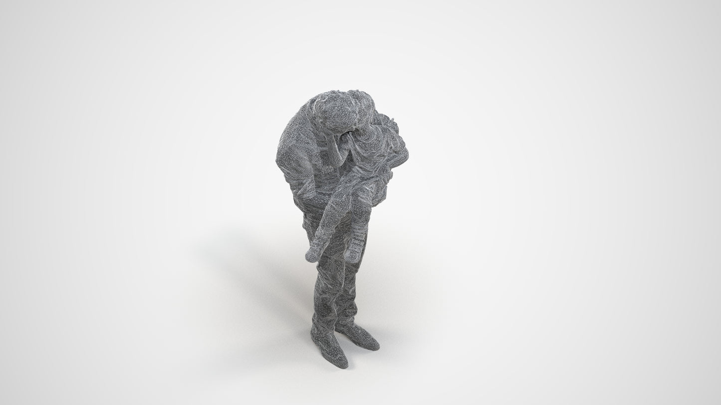 realistic 3D people boy casual kids, render-ready for V-Ray and Corona, FBX OBJ, wireframe three-quarter view