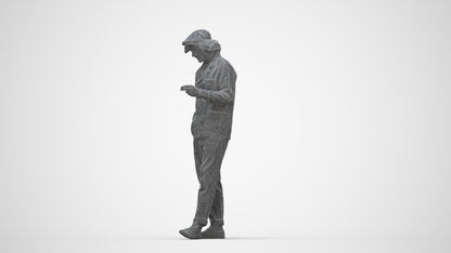 realistic 3D human man casual standing, archviz people FBX OBJ for Blender, wireframe back view