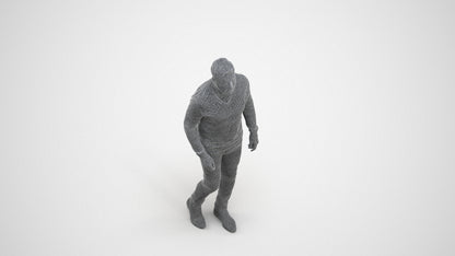 realistic 3D human man casual walking, archviz people FBX OBJ for Blender, wireframe three-quarter view